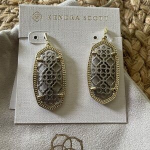 Kendra Scott gold and silver mixed metal filigree drop earrings